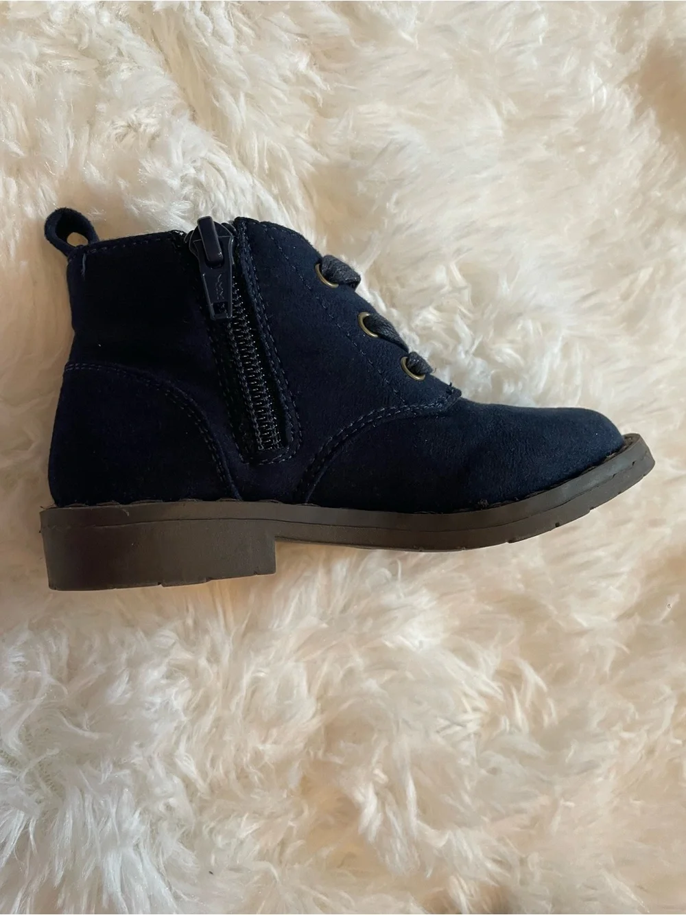 Gymboree Navy Lace-Up Toddler Boots with Side Zip